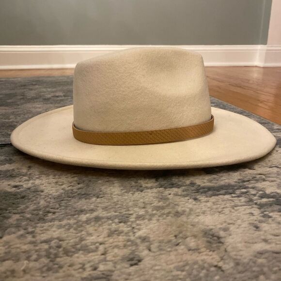 NWT! Altar’d State Wide Brim 100% Wool Tassel Hat, Bone Ivory - Picture 6 of 10